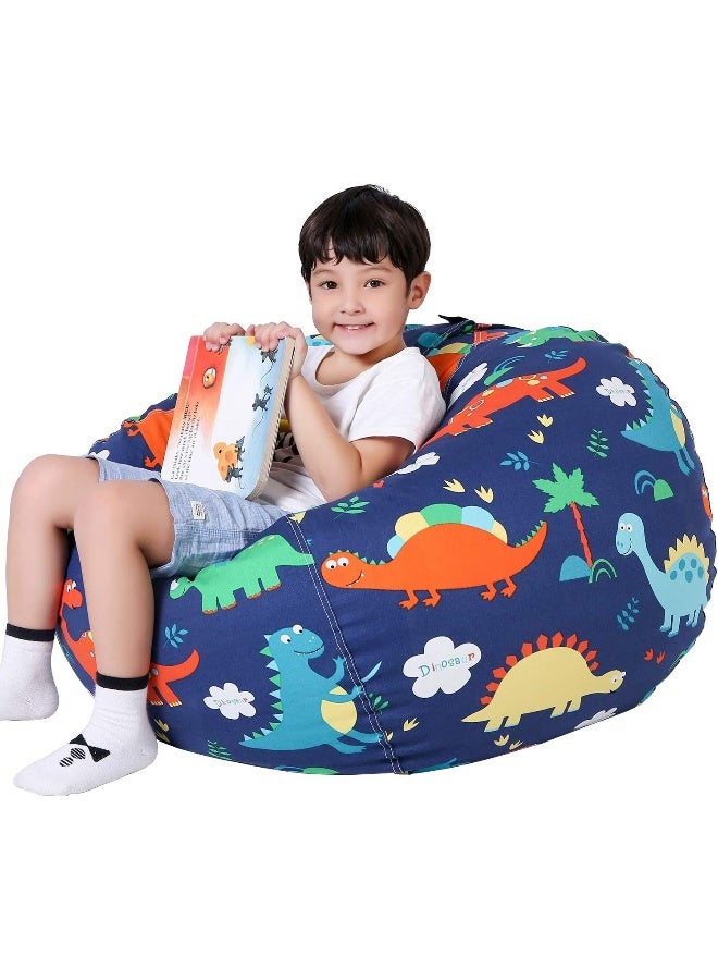 Lukeight Lukeight Stuffed Animal Storage Bean Bag Chair Cover for Kids, Dinosaur Zipper Beanbag Chair Cover for Organizing Toddler and Kids' Rooms Plush Toys (Dinosaur, X-Large)  - Image 1