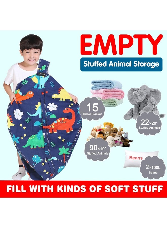 Lukeight Lukeight Stuffed Animal Storage Bean Bag Chair Cover for Kids, Dinosaur Zipper Beanbag Chair Cover for Organizing Toddler and Kids' Rooms Plush Toys (Dinosaur, X-Large)  - Image 2