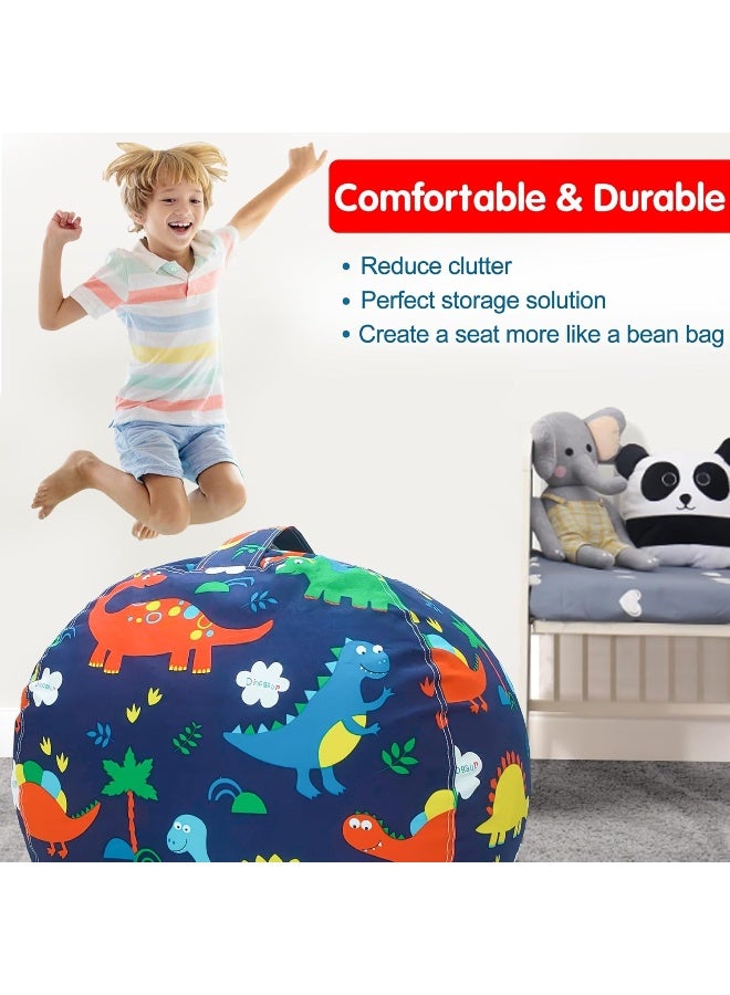 Lukeight Lukeight Stuffed Animal Storage Bean Bag Chair Cover for Kids, Dinosaur Zipper Beanbag Chair Cover for Organizing Toddler and Kids' Rooms Plush Toys (Dinosaur, X-Large)  - Image 3