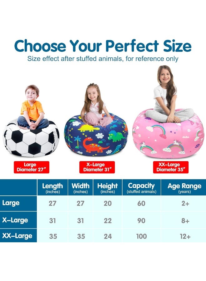 Lukeight Lukeight Stuffed Animal Storage Bean Bag Chair Cover for Kids, Dinosaur Zipper Beanbag Chair Cover for Organizing Toddler and Kids' Rooms Plush Toys (Dinosaur, X-Large)  - Image 5