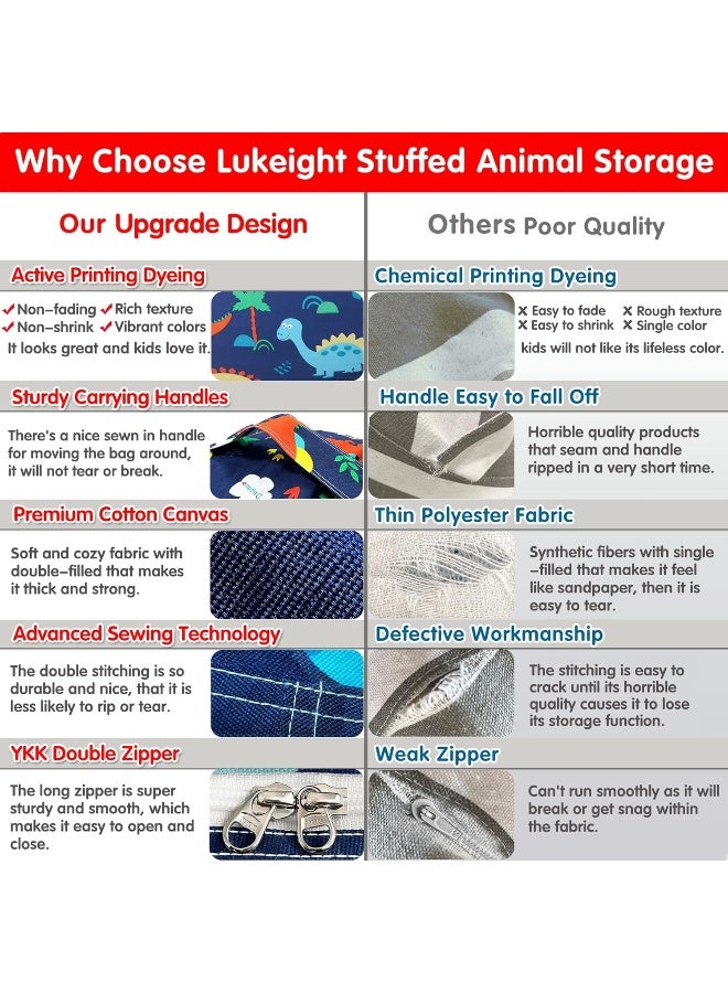 Lukeight Lukeight Stuffed Animal Storage Bean Bag Chair Cover for Kids, Dinosaur Zipper Beanbag Chair Cover for Organizing Toddler and Kids' Rooms Plush Toys (Dinosaur, X-Large)  - Image 4