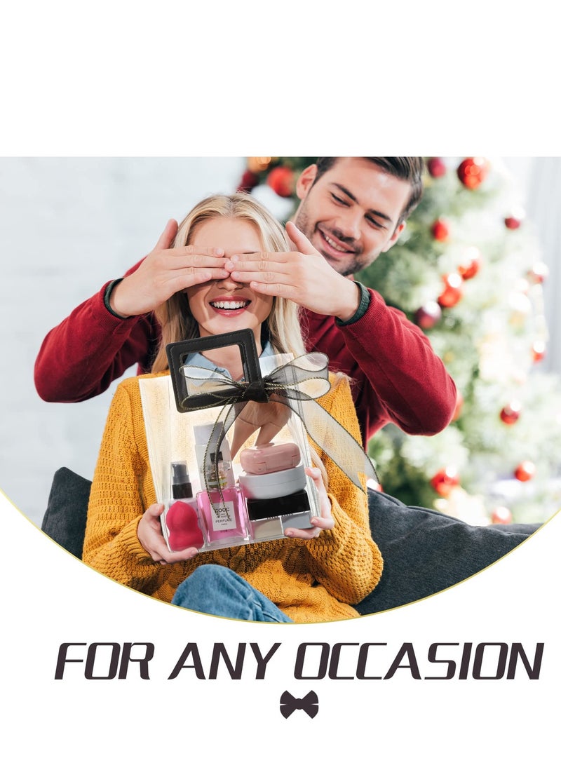 Captaintech Clear Gift Bags with Handles - Reusable Heavy Duty PVC Gift Wrap Bags with Bow Ribbon for Bridal Party, Baby Shower, Wedding, Birthday, and Goody Bags - 10 Pack (7 x 4 x 8 Inch) - Image 5