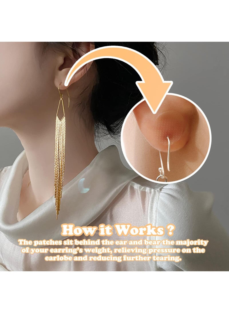 Sweet seven 300 Pcs Ear Patches Earring Protectors Ear Lobe Support Patches Heavy Earrings Stabilizers Large Earrings Lift Patches Long-Time Wearing Earrings - Image 2
