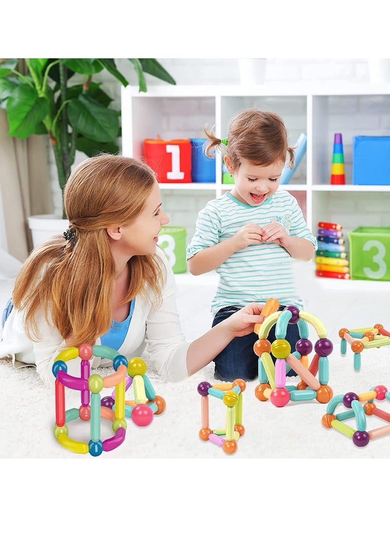 LEDIN - Magnetic Stick,Magnetic Balls and Rods Set,Building Sticks Blocks,Magnetic Blocks,STEM Stacking Magnetic Toys Magnet Educational Toys for Kids Boys and Girls 64 pcs - Image 1