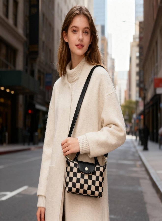 BBORGDC Purses For Women Mini Tote Bag, Checkered Small Shoulder Purse For Women Girls, Designer Crossbody Bags For Women For Walking Travel Commute, Handheld Crossbody With RFID - Image 2