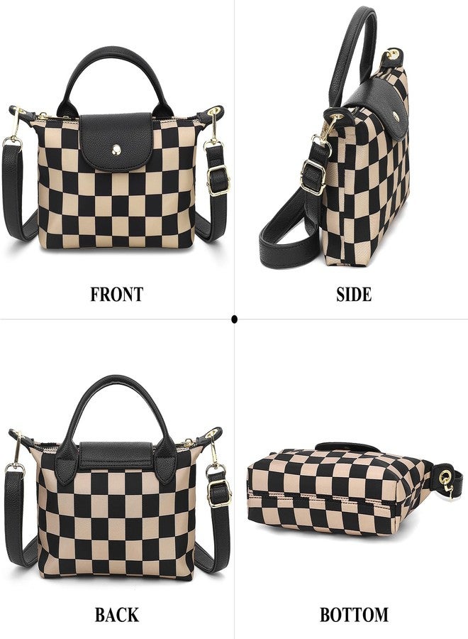 BBORGDC Purses For Women Mini Tote Bag, Checkered Small Shoulder Purse For Women Girls, Designer Crossbody Bags For Women For Walking Travel Commute, Handheld Crossbody With RFID - Image 4