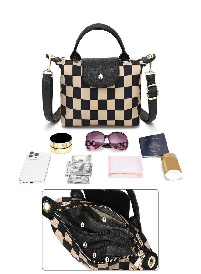 BBORGDC Purses For Women Mini Tote Bag, Checkered Small Shoulder Purse For Women Girls, Designer Crossbody Bags For Women For Walking Travel Commute, Handheld Crossbody With RFID - Image 3