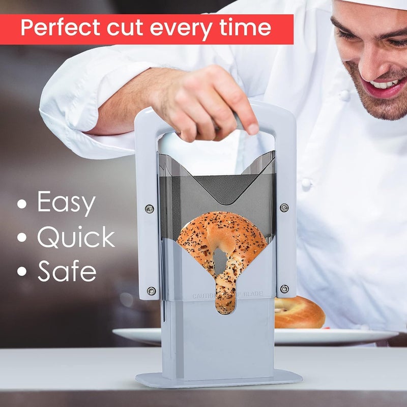 Sevia Guillotine Style Bagel Slicer with Safety Shield Sharp Serrated Stainless Steel Blade for Cutting Bagels Fits Bagels up to 2 Thick and 45 Diameter - Image 5