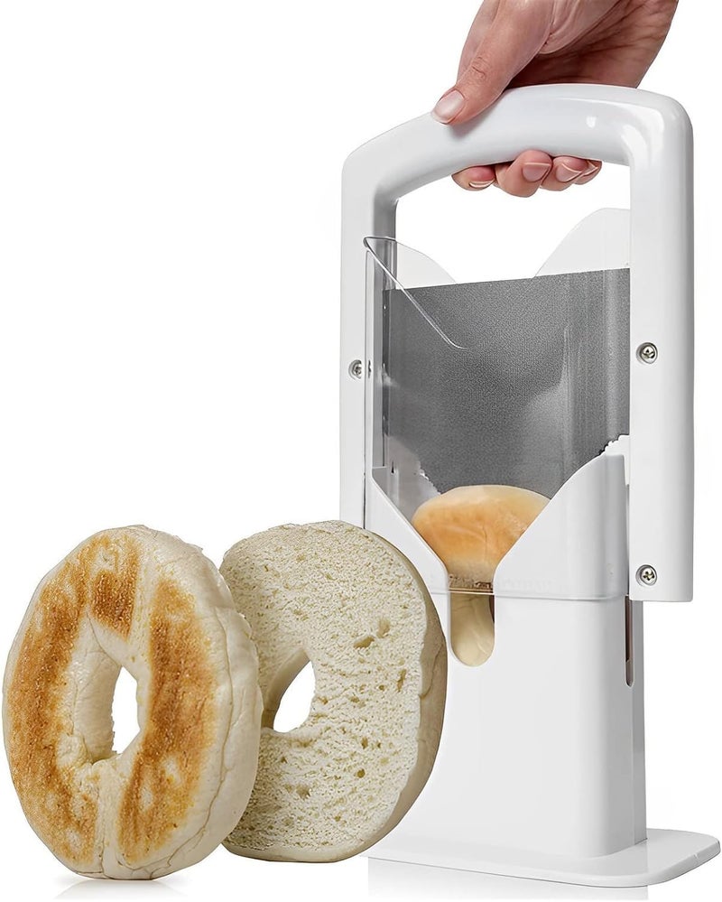 Sevia Guillotine Style Bagel Slicer with Safety Shield Sharp Serrated Stainless Steel Blade for Cutting Bagels Fits Bagels up to 2 Thick and 45 Diameter - Image 1