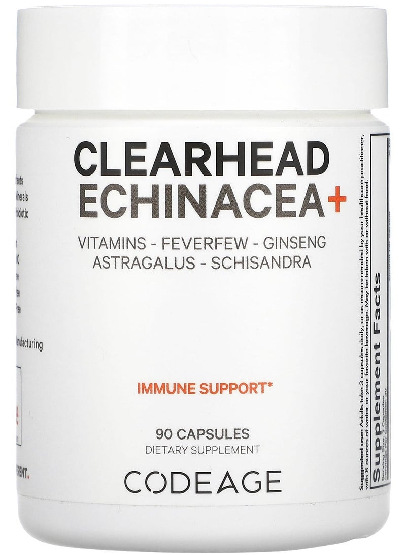 Codeage Clearhead Echinacea+, Vitamins, Feverfew, Ginseng, Astralagus, Schisandra, 90 Capsules