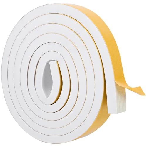 ToLanbbt White Door Window Weather Stripping Self Adhesive Foam Tape High Density Foam Sealing Strip Window Insulation Weatherproof Gasket Tape for Doors and Windows (1/2" W X 1/4" T X 16.5') - Image 1