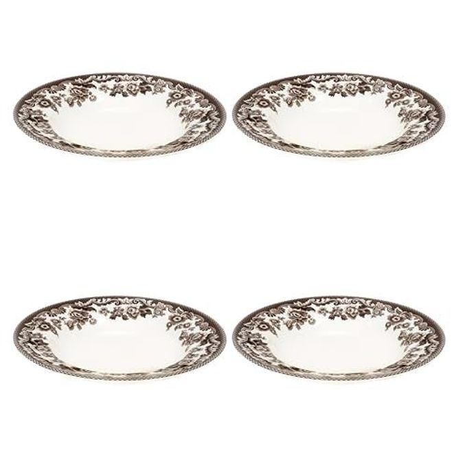 Spode Delamere Set of 4 Soup Bowl Plates  9" Fine Earthenware Bowl, Ideal for Soup, Stew, Pasta & Risotto  Rustic English Dinnerware, Dishwasher, Microwave, Freezer & Warm Oven Safe, Made in England - Image 1