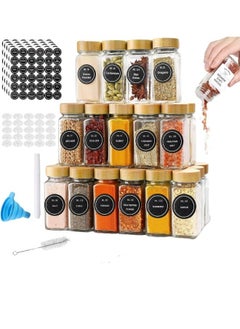 FALMER 120ml Glass Storage Jars Set, Set of 24 Borosilicate Glass Container Storage Jars with Lid, Glass Storage Jars Set with 60 Labels, Pen, Brush and Silicone Funnel  - Image 1