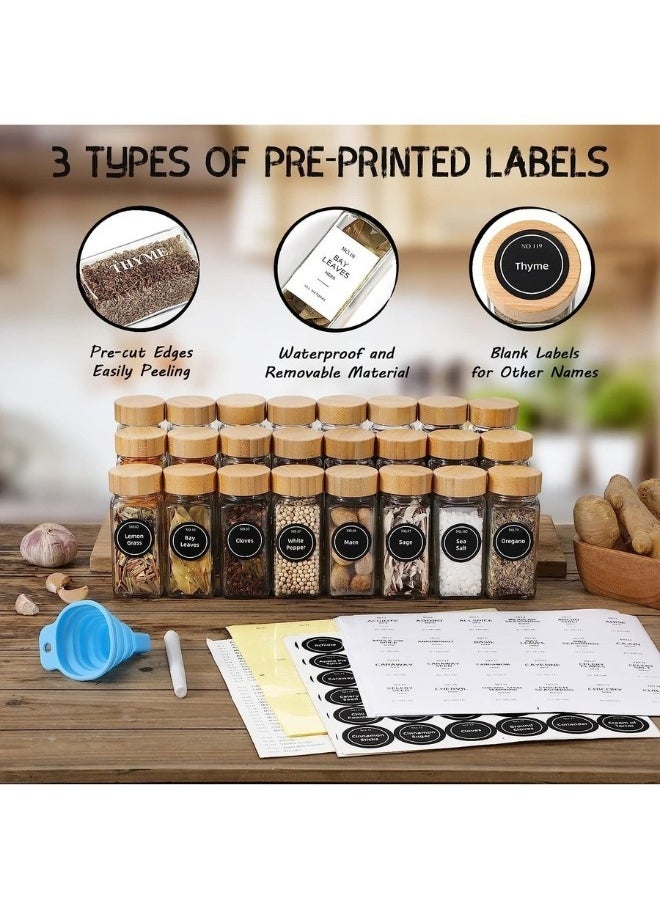 FALMER - 120ml Glass Storage Jars Set, Set of 24 Borosilicate Glass Container Storage Jars with Lid, Glass Storage Jars Set with 60 Labels, Pen, Brush and Silicone Funnel - Image 1