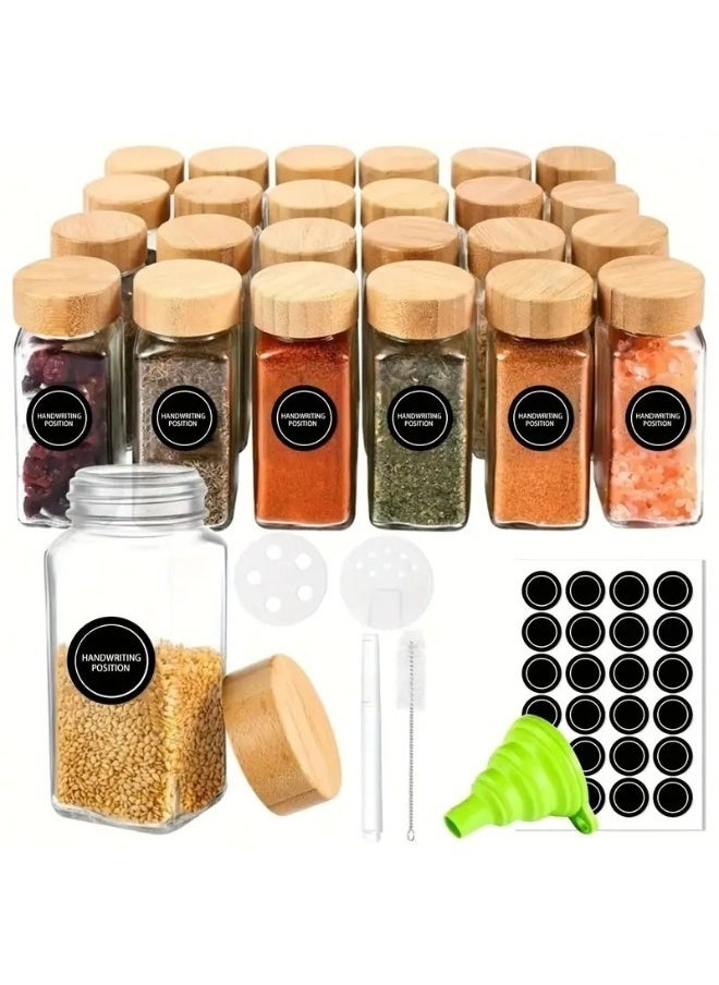 FALMER - 120ml Glass Storage Jars Set, Set of 24 Borosilicate Glass Container Storage Jars with Lid, Glass Storage Jars Set with 60 Labels, Pen, Brush and Silicone Funnel - Image 1