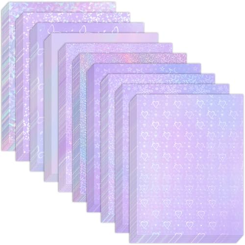 GETRIC 100 Sheets Holographic Sticker Paper 8.3x11.7 Inch Clear Vinyl Self Adhesive Waterproof Rainbow Vinyl Sticker Paper, Waterproof Transparent Holographic Laminate Film (10 Styles) - Image 2
