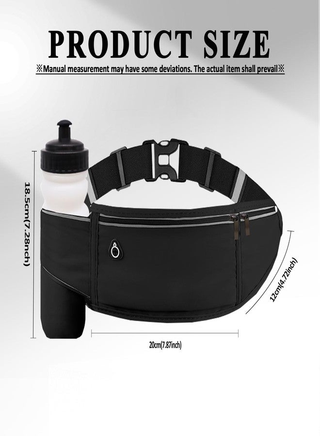 MOVOYEE Running Belt with Water Bottle Holder,Large Fanny Pack for Men Women Girls Boys Kids Phone Pouch,Waist Bag Fit Hydration Hiking Runner Workout GYM Sport Travel Walking Slim Flat Bum Bag,Black - Image 4