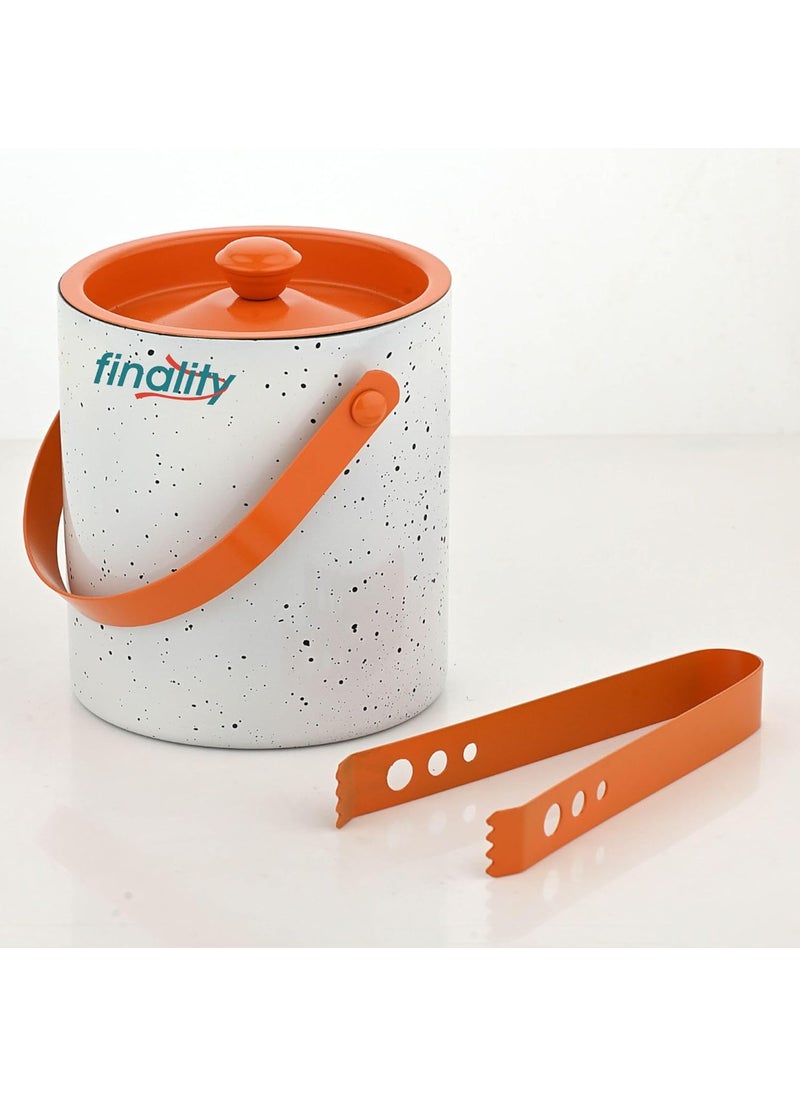 FINALITY finality Orange White Matte Ice Bucket with Tong 1 Liter Perfect for Dry Ice Cooler Ice Box Bar Accessories Bucket with Lid Ideal for Mini bar for Home  - Image 1