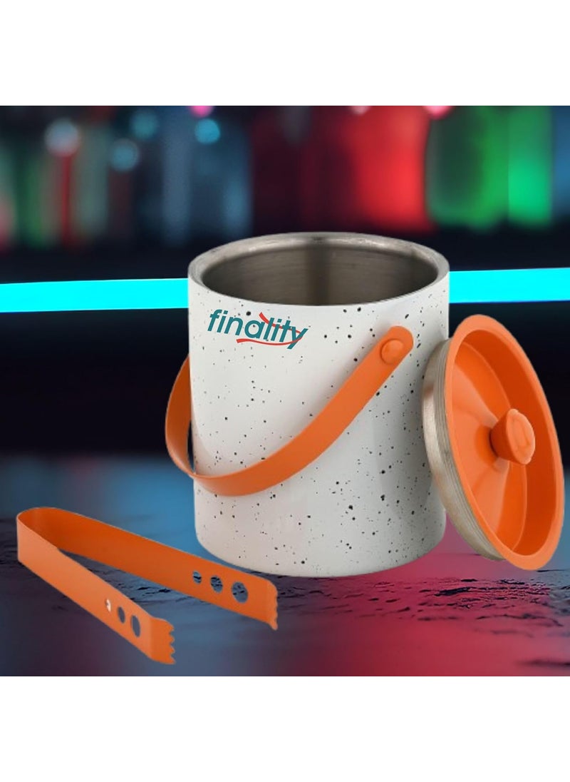 FINALITY finality Orange White Matte Ice Bucket with Tong 1 Liter Perfect for Dry Ice Cooler Ice Box Bar Accessories Bucket with Lid Ideal for Mini bar for Home  - Image 3