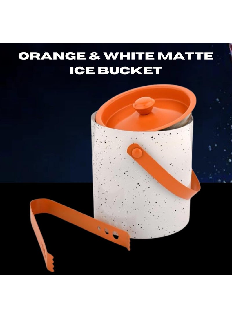 FINALITY finality Orange White Matte Ice Bucket with Tong 1 Liter Perfect for Dry Ice Cooler Ice Box Bar Accessories Bucket with Lid Ideal for Mini bar for Home  - Image 5