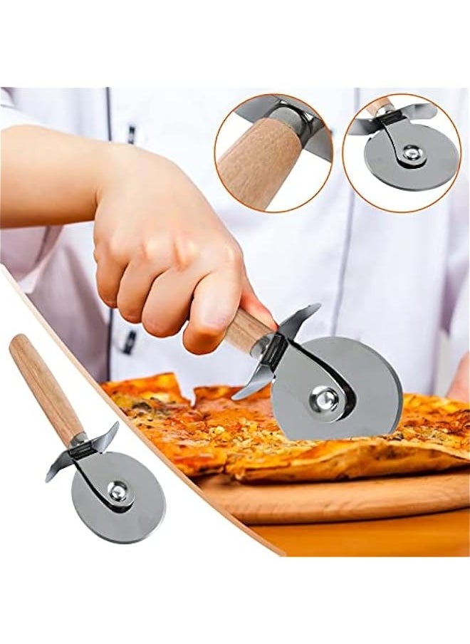 Generic - Classic Pizza Wheel with Sharp Blade - Stainless Steel Pizza Cutter - Pizza Slicers - Roller Pizza Cutter, Wooden Handle, Easy Clean and Use, For Cutting Through Crusts, - Image 1
