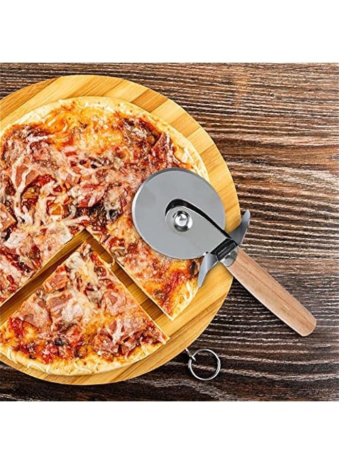 Generic - Classic Pizza Wheel with Sharp Blade - Stainless Steel Pizza Cutter - Pizza Slicers - Roller Pizza Cutter, Wooden Handle, Easy Clean and Use, For Cutting Through Crusts, - Image 1