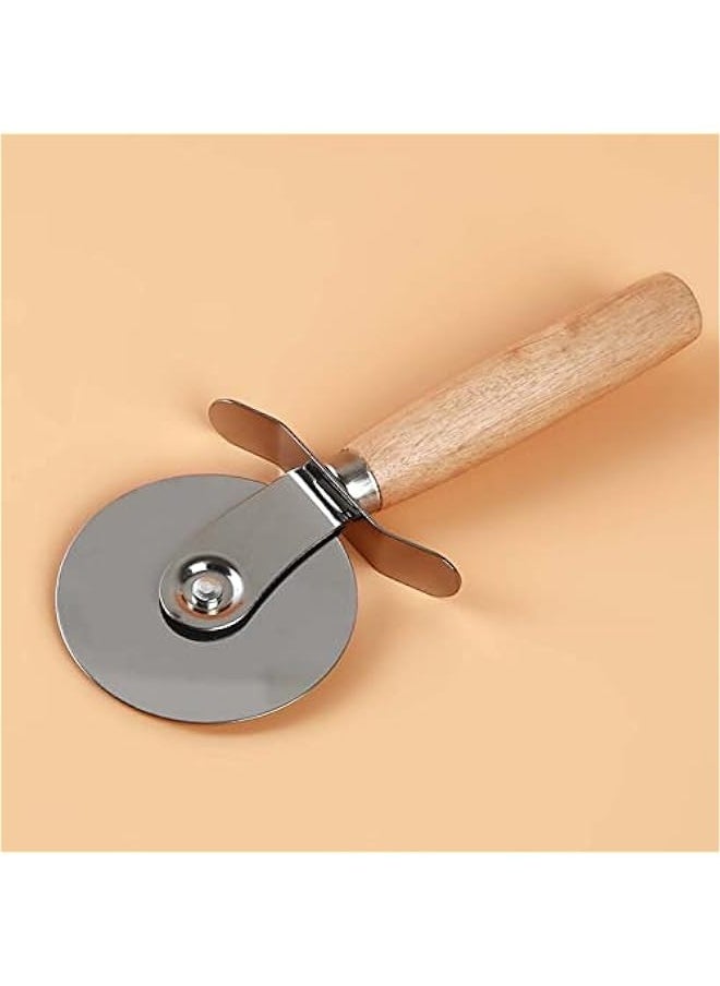 Generic - Classic Pizza Wheel with Sharp Blade - Stainless Steel Pizza Cutter - Pizza Slicers - Roller Pizza Cutter, Wooden Handle, Easy Clean and Use, For Cutting Through Crusts, - Image 1