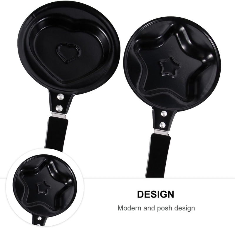 2 Pcs Mini Omelette Pan and Pancake Pan Nonstick Heart and Star Shaped for Breakfast DIY with Sturdy Heat-resistant Handles Random Style - Image 5