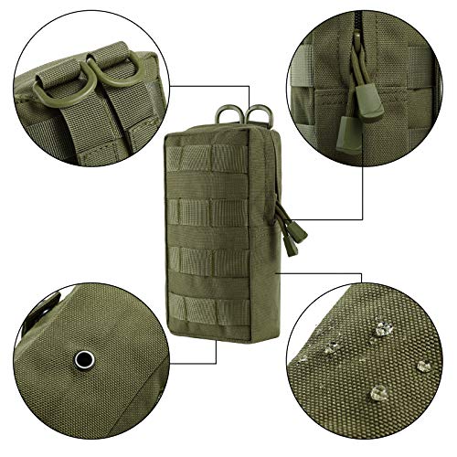 FRTKK 2 Pack Molle Pouches - Tactical Compact Water-Resistant EDC Pouch Small Utility Pouch Bags (Patch Included) (2 Pack-Army Green 3) - Image 4