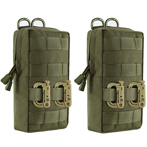 FRTKK 2 Pack Molle Pouches - Tactical Compact Water-Resistant EDC Pouch Small Utility Pouch Bags (Patch Included) (2 Pack-Army Green 3) - Image 1