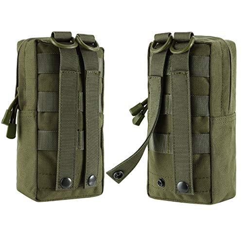 FRTKK 2 Pack Molle Pouches - Tactical Compact Water-Resistant EDC Pouch Small Utility Pouch Bags (Patch Included) (2 Pack-Army Green 3) - Image 2