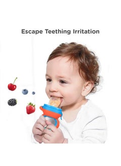 R for Rabbit R for Rabbit First Feed Bunny Food Nibbler Soft Silicon Chewing Fruit Feeder with Extra Mesh for Babies | Baby Veggie Teether | Hygenic & BPA Free | Pacifier for Infant 3+ Months (Orange-Blue)  - Image 3
