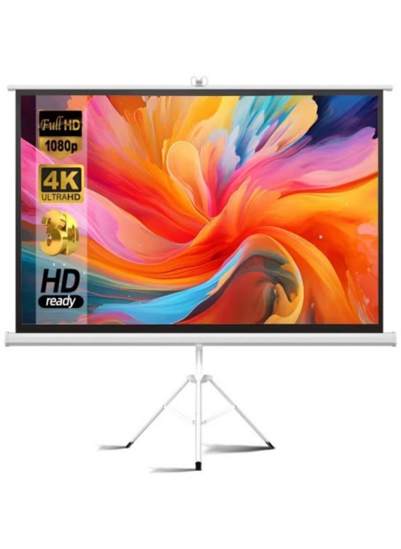 ايتي لايف شاشة بروجكتر 4K محمولة مقاس 100 بوصة 16:9 مع حامل ثلاثي القوائم - شاشة عرض بروجكتر مصنوعة من مادة الألياف الزجاجية البيضاء، للاستخدام في الأماكن الخارجية والداخلية  - Image 1