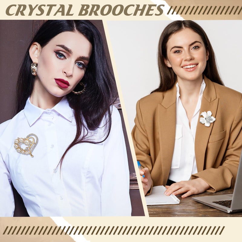 Loetere 10 Pcs Brooches for Women Calla Lily Butterfly Pearl Brooch Pin Lapel Elegant Crystal Rhinestone Heart Flower Bulk Brooches for Wedding Bridal Dress Corsage Bouquet Coats Jackets Sweaters - Image 5