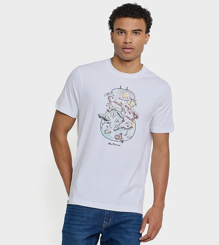 بين شيرمان Ben Sherman Men's Crew Neck Short Sleeve Printed T-Shirt