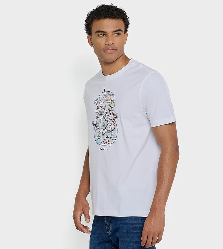 بين شيرمان Ben Sherman Men's Crew Neck Short Sleeve Printed T-Shirt