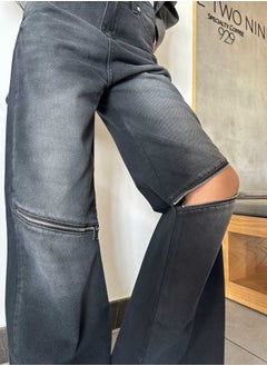 Zipper Knee Wide Leg - Charcoal Black Washed - pzsku/Z3FEE07FA9F97B8681BA7Z/45/_/1740509516/4ea50e2b-9b58-47f5-878c-d4f92d89c6f3