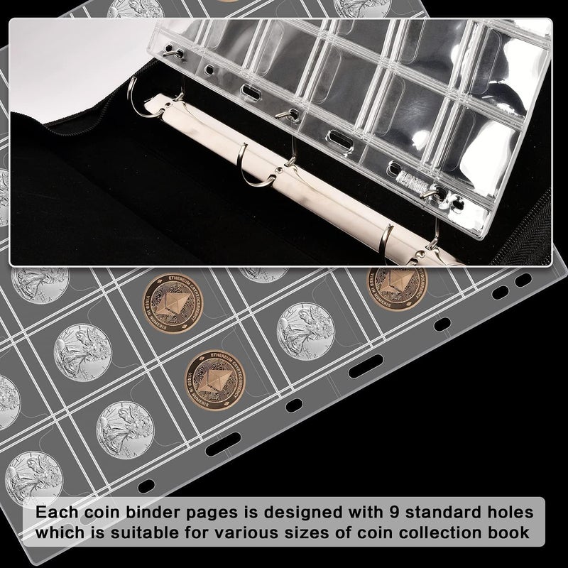 ANKHOH 12 Sheets Coin Collection Pages, Pocket Page with 360 Pockets, Coin Binder Inserts Sleeves with Standard 9 Hole for Coin Album. Storage Holder for Currency, Stamp and Other Supplies (30 Pockets) - Image 4