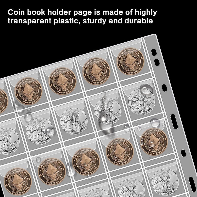 ANKHOH 12 Sheets Coin Collection Pages, Pocket Page with 360 Pockets, Coin Binder Inserts Sleeves with Standard 9 Hole for Coin Album. Storage Holder for Currency, Stamp and Other Supplies (30 Pockets) - Image 3