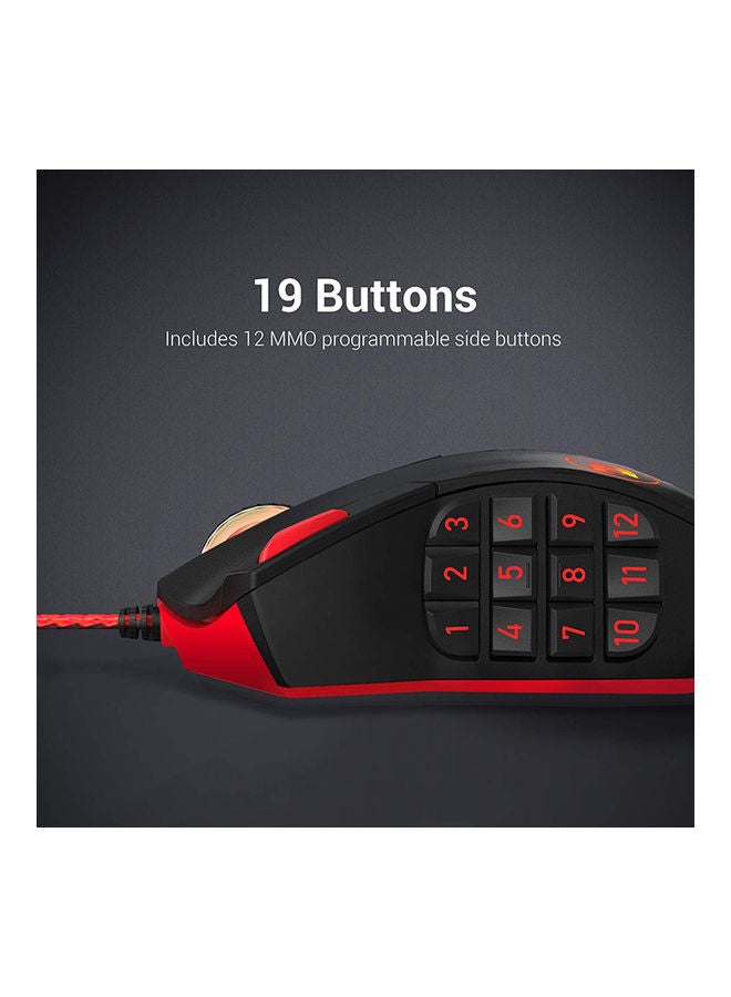 REDRAGON Perdition 2  Wired Gaming Mouse – 12400 DPI Pixart Sensor, 19 Programmable MMO Buttons, RGB Backlighting, Adjustable Weight System, Ergonomic Design, TEFLON Feet, Braided Cable – Windows PC Compatible, Black | M901-K-2 - Image 2