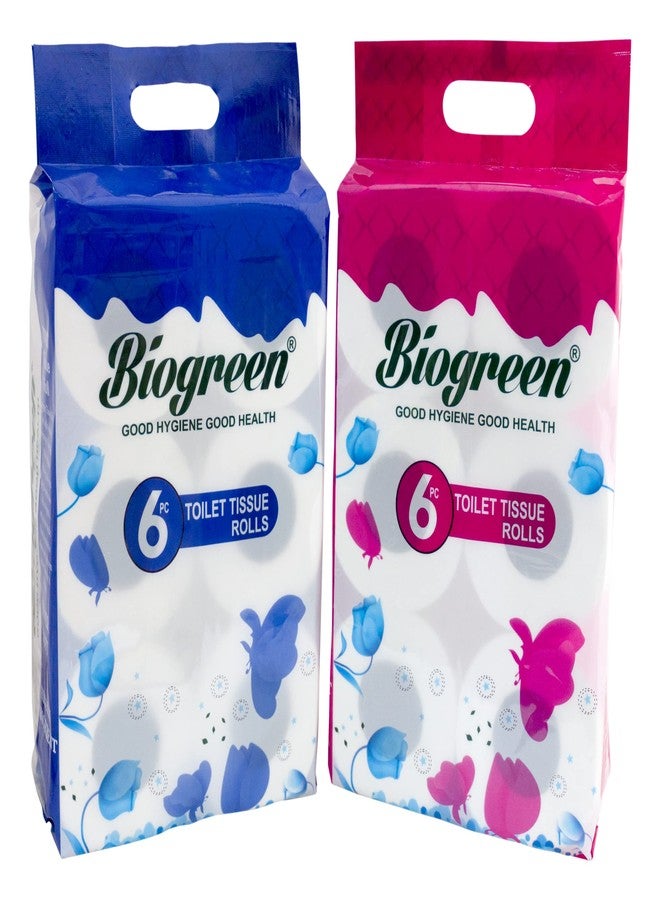 Biogreen Virgin Soft Toilet Roll/Bath Tissues (6 IN 1) 2 Ply 250 sheet per roll (Pack of 2) Hygienic, Ultra Thick, Soft, Biodegradable, Multipurpose - Image 1