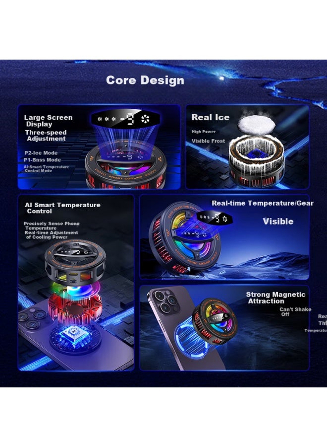 Yomo【Large Screen Digital Display3 Levels Ai Temperature Control】Phone Cooler Live Broadcast Special Tablet Semiconductor Cooling Artifact With Digital Display Suitable For Apple, Huawei, Xiaomi, Blac - Image 3