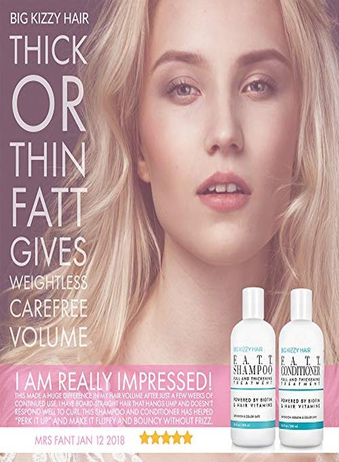 Big Kizzy F.A.T.T. Volumizing & Thickening Biotin Shampoo & Conditioner Set, Gentle Hair Care Hair Safe For Extensions Color Keratin Treatments, Strengthens & Nourishes Fragile Hair - Image 2