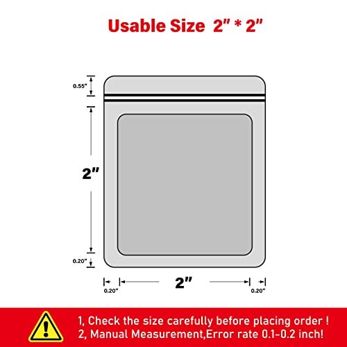 EONJOE 100-pack 2×2 inch mylar bags with clear window holographic resealable sealable packaging zip bag for small bussiness jewelry candy sample food packing supplies （black） - Image 2