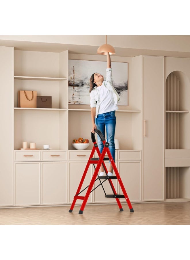 Generic - 3 Step Folding Ladder with Anti-Slip Wide Pedals and Handrails – Multi-Purpose Step Stool for Home and Outdoor Use - Image 1