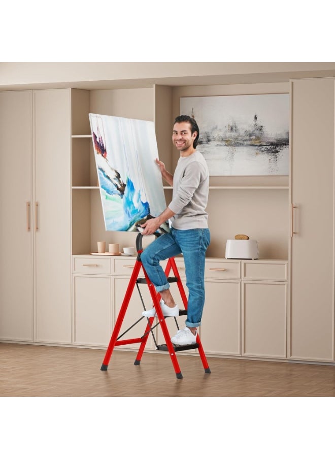 Generic - 3 Step Folding Ladder with Anti-Slip Wide Pedals and Handrails – Multi-Purpose Step Stool for Home and Outdoor Use - Image 1