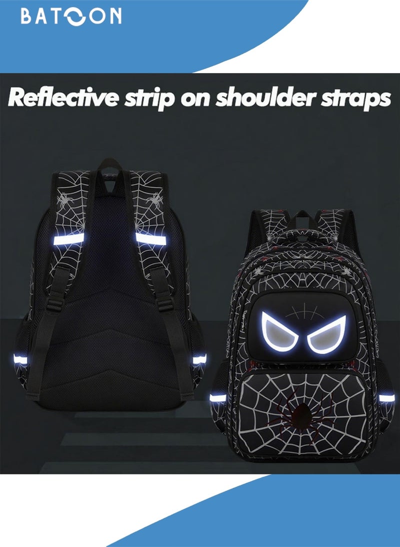 باتون حقيبة ظهر للأطفال على شكل عنكبوت مع صندوق غداء وحافظة أقلام، مناسبة لمرحلة رياض الأطفال والمرحلة الابتدائية والمرحلة المتوسطة، حقيبة كتب رياضية للسفر للأطفال الصغار للأولاد من سن 4 إلى 15 عامًا - Image 5