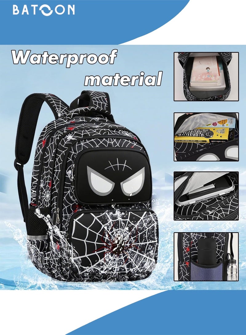 باتون حقيبة ظهر للأطفال على شكل عنكبوت مع صندوق غداء وحافظة أقلام، مناسبة لمرحلة رياض الأطفال والمرحلة الابتدائية والمرحلة المتوسطة، حقيبة كتب رياضية للسفر للأطفال الصغار للأولاد من سن 4 إلى 15 عامًا - Image 4