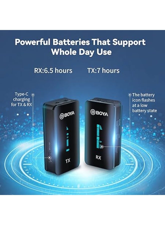 BOYA 2.4GHz Wireless Lapel Lavalier System Microphone for Camera DSLR Camcorder Dual Channel Cordless Clip On Mic for Vlog Live Streaming Video Recording YouTube (BY-XM6-S1 1 Transmitter 1 Receiver) - Image 3