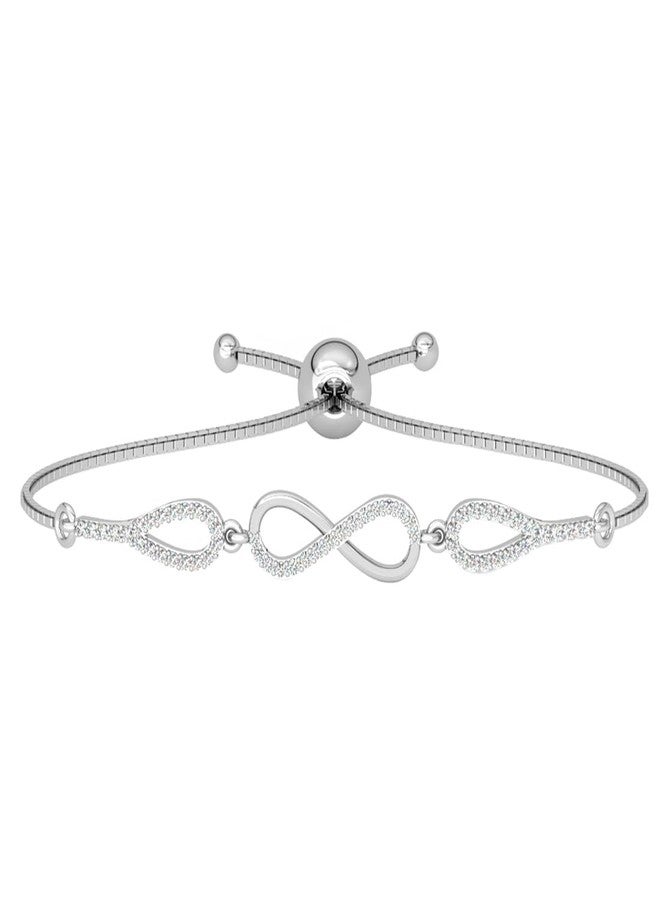 Clara 925 Pure Silver Stone Infinity Hand Bracelet | Adjustable, Anti Tarnish, Swiss Zirconia | Gift for Women and Girls - Image 1